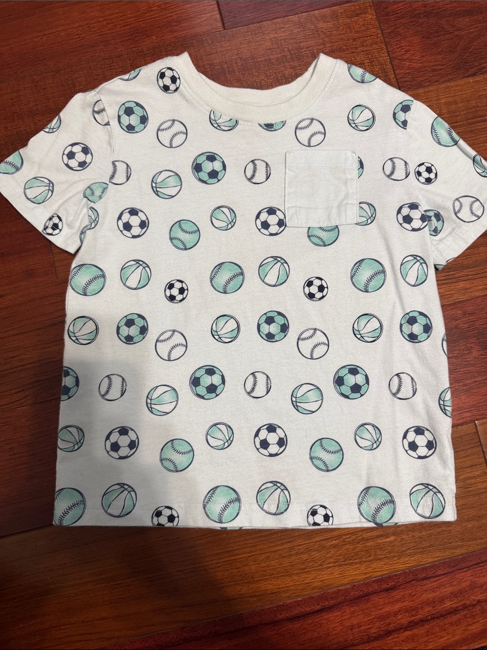jumping beans White Tee with Mint & Navy Sports Ball Print